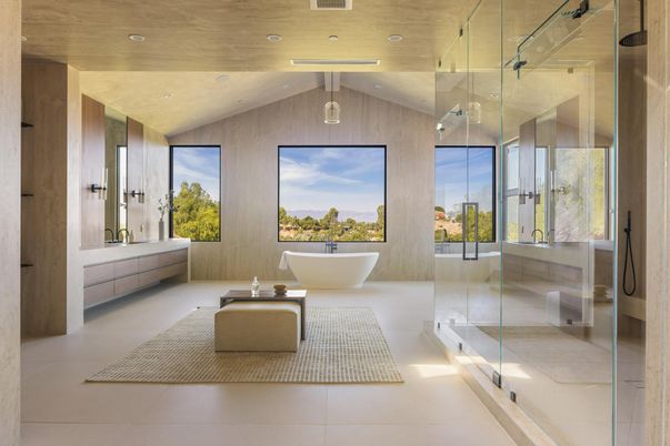 Bathroom, Dual Sink Vanities, Free Standing Baths, Glass Shower, Interior, Recessed Lighting