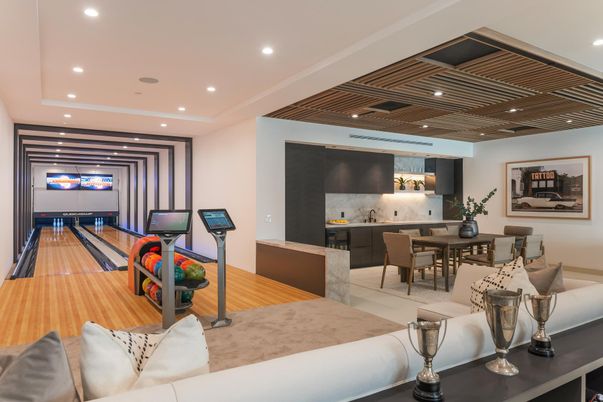 Dining room, Interior, Kitchen, Living room, Recessed Lighting, Wood Texture Flooring