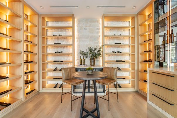 Interior, Recessed Lighting, Wine Storage, Wood Texture Flooring