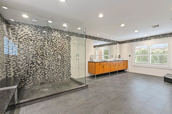 Bathroom, Glass Shower, Interior, Recessed Lighting