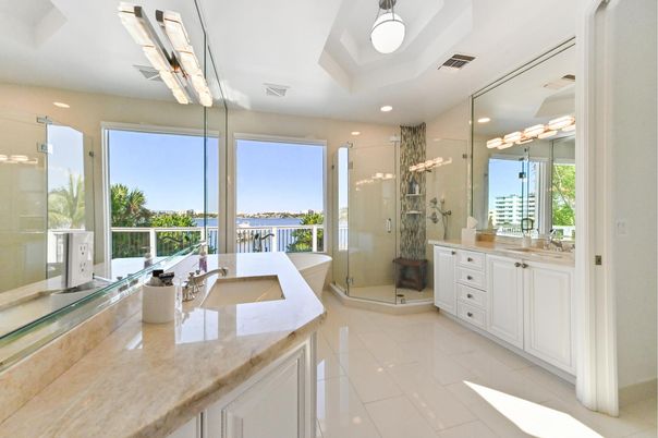 Bathroom, Glass Shower, Interior, Recessed Lighting