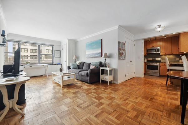 Interior, Kitchen, Living room, Stainless Steel Appliances, Wood Texture Flooring