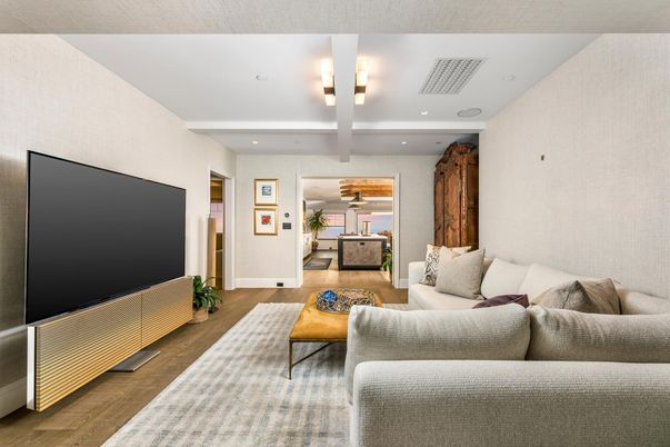 Interior, Living room, Recessed Lighting, Wood Texture Flooring