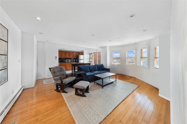Interior, Kitchen, Living room, Recessed Lighting, Stainless Steel Appliances, Wood Texture Flooring