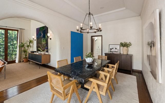 Chandelier, Dining room, Interior, Pendant Lights, Wood Texture Flooring