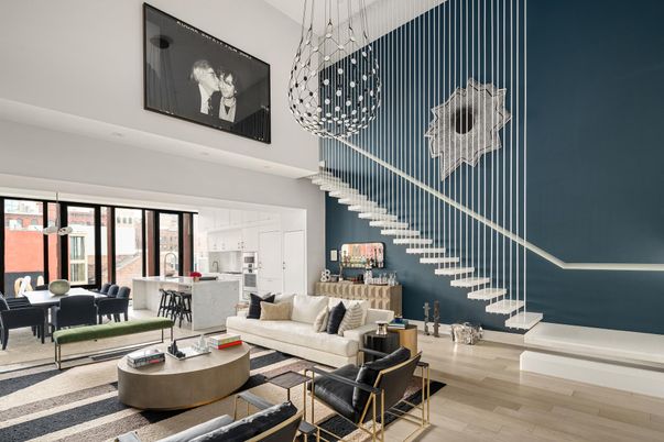Dining room, Interior, Living room, Pendant Lights, Wood Texture Flooring