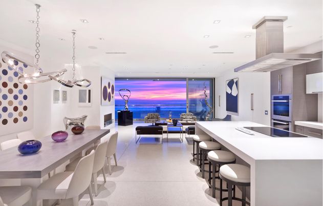 Dining room, Interior, Kitchen, Pendant Lights, Recessed Lighting, Water