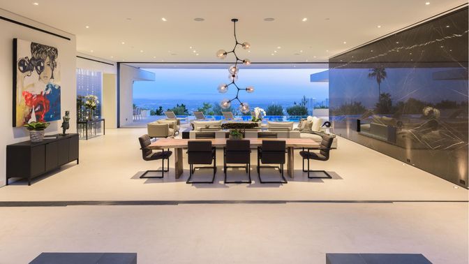 Dining room, Interior, Pendant Lights, Recessed Lighting, Water