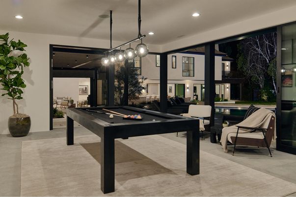 Billiard Table, Game Room, Interior, Pendant Lights, Recessed Lighting