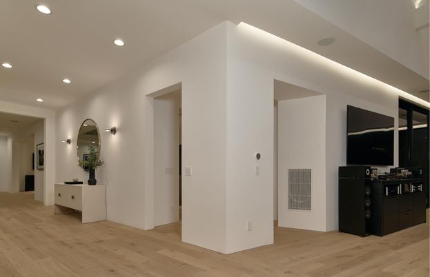 Interior, Kitchen, Recessed Lighting, Wood Texture Flooring