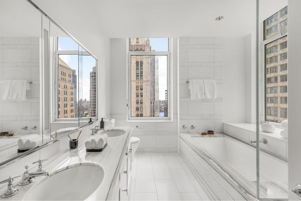 Bathroom, Dual Sink Vanities, Glass Shower, Interior