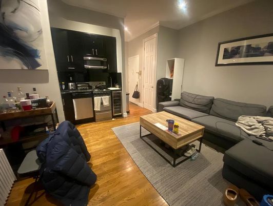 Interior, Kitchen, Living room, Recessed Lighting, Wood Texture Flooring