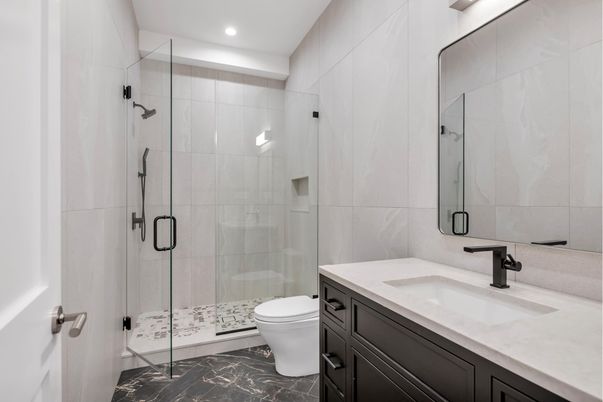 Bathroom, Glass Shower, Interior, Recessed Lighting