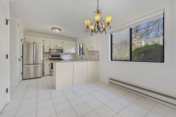 Chandelier, Interior, Kitchen, Stainless Steel Appliances