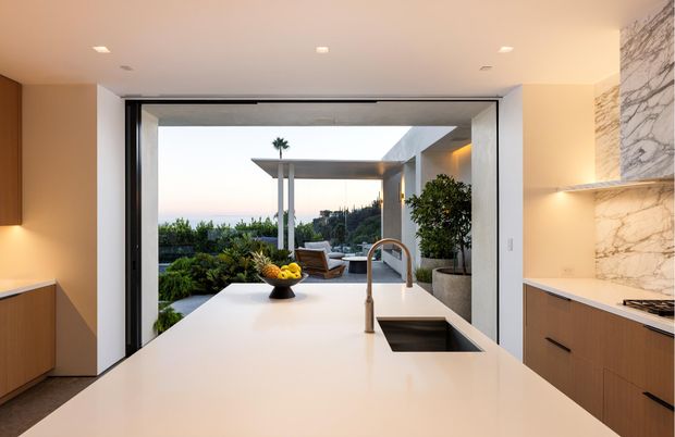 Interior, Kitchen, Marble Walls, Recessed Lighting