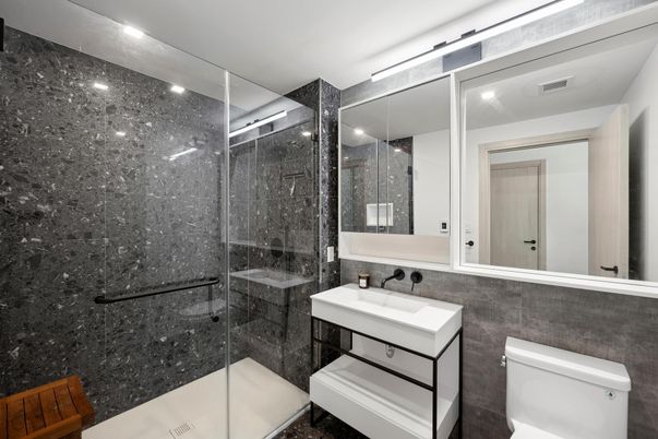 Bathroom, Glass Shower, Interior, Recessed Lighting