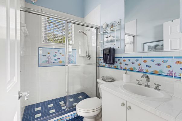 Bathroom, Glass Shower, Interior, Tile Countertops