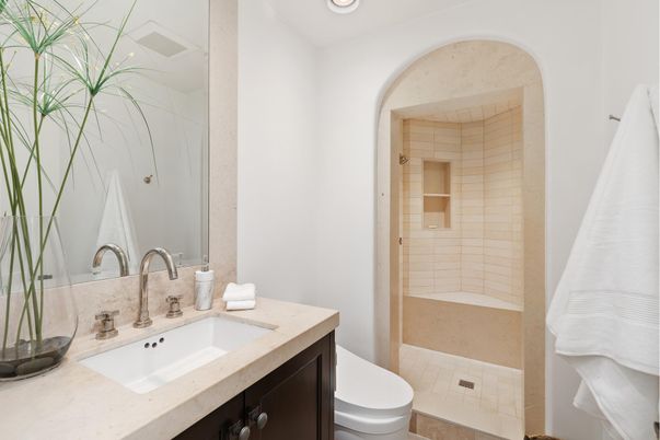 Bathroom, Glass Shower, Interior, Recessed Lighting