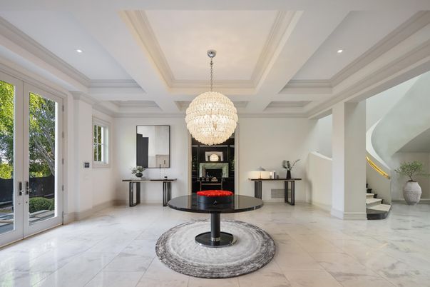 Chandelier, Interior, Marble, Recessed Lighting