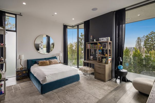 Bedroom, Home Office, Interior, Recessed Lighting, Wood Texture Flooring