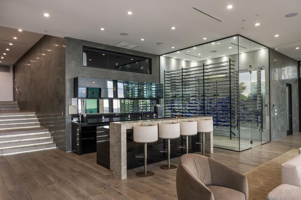 Interior, Recessed Lighting, Wine Storage, Wood Texture Flooring