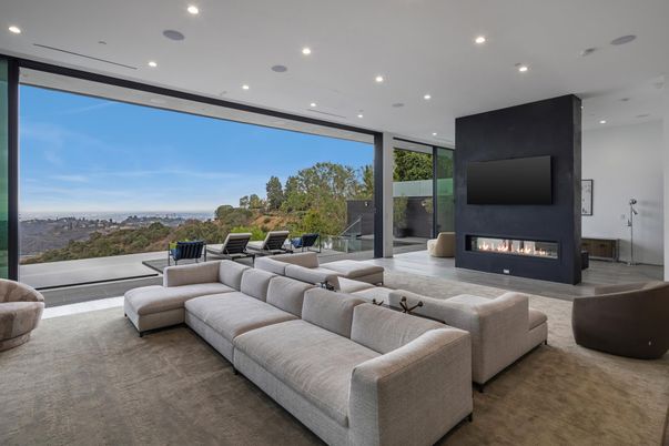 Fireplace, Interior, Living room, Recessed Lighting