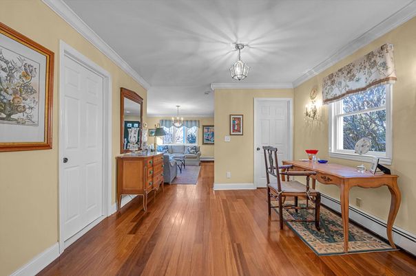 Chandelier, Home Office, Interior, Wood Texture Flooring