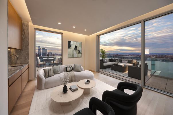 Interior, Living room, Recessed Lighting, Wood Texture Flooring