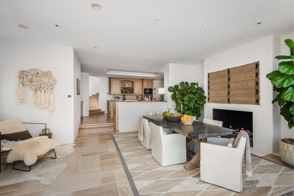 Dining room, Fireplace, Interior, Kitchen, Recessed Lighting