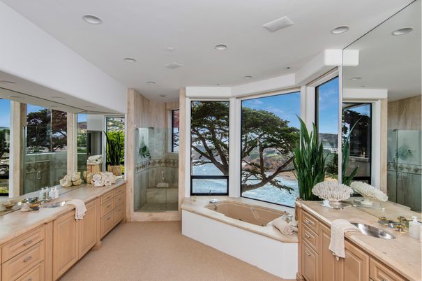 Bathroom, Dual Sink Vanities, Glass Shower, Interior, Recessed Lighting