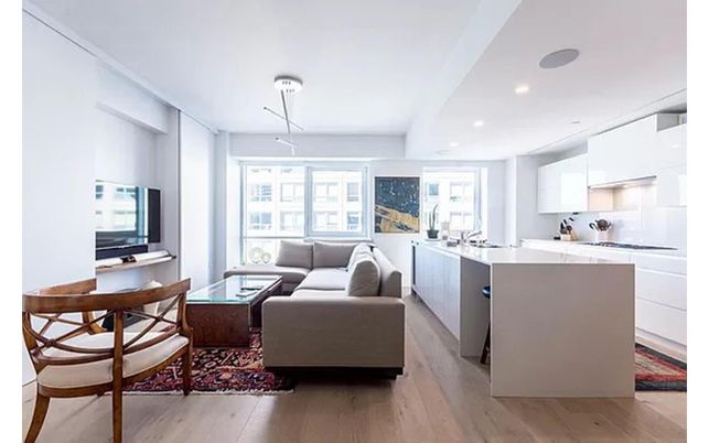 Interior, Kitchen, Living room, Pendant Lights, Recessed Lighting, Wood Texture Flooring