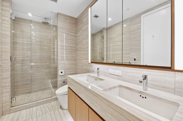 Bathroom, Dual Sink Vanities, Glass Shower, Interior, Recessed Lighting