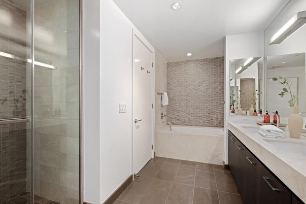 Bathroom, Glass Shower, Interior, Recessed Lighting