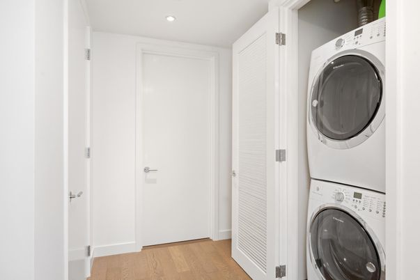 Interior, Recessed Lighting, Utility Closets, Washer, Wood Texture Flooring