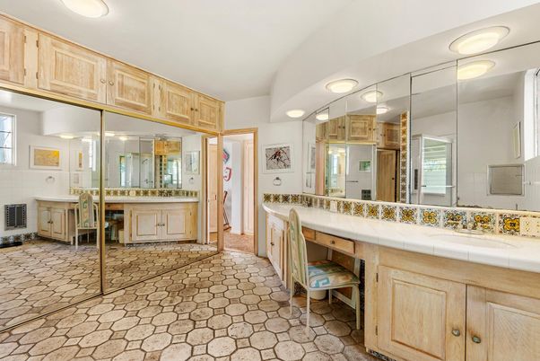 Bathroom, Dual Sink Vanities, Glass Shower, Interior, Tile Countertops