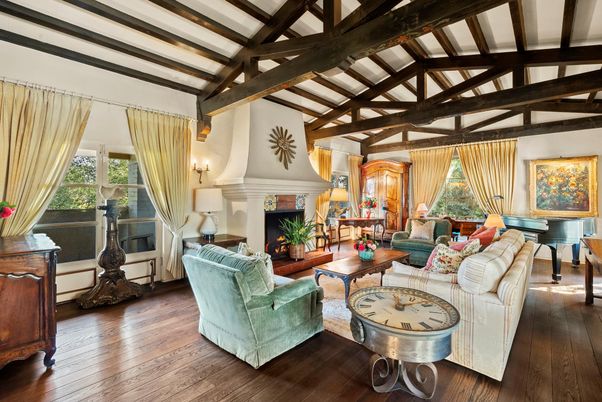 Fireplace, Interior, Living room, Piano, Wooden Beams, Wood Texture Flooring