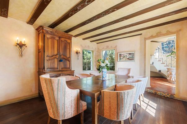 Dining room, Interior, Wooden Beams, Wood Texture Flooring