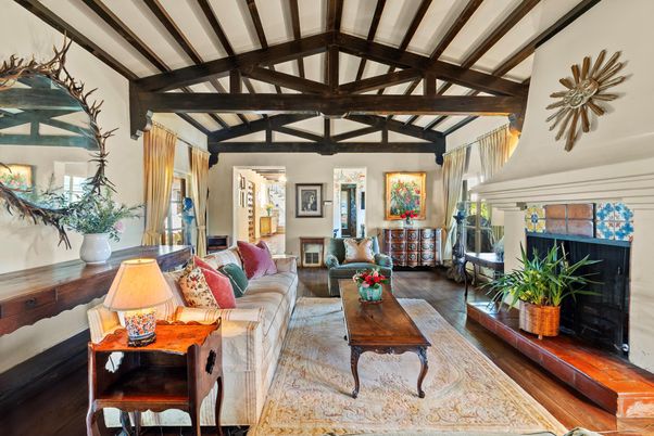 Fireplace, Interior, Living room, Wooden Beams, Wood Texture Flooring