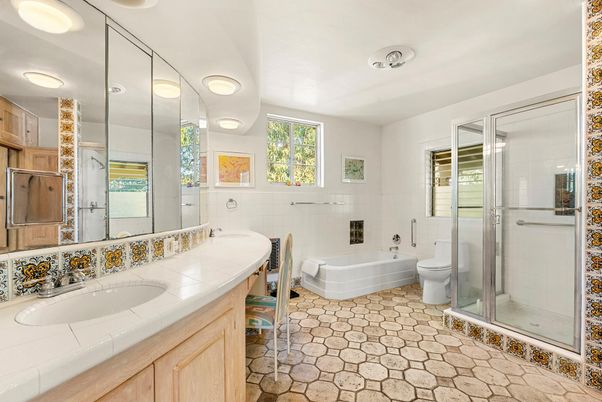 Bathroom, Dual Sink Vanities, Glass Shower, Interior, Tile Countertops