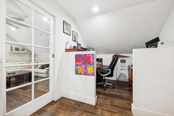Home Office, Interior, Recessed Lighting, Wood Texture Flooring