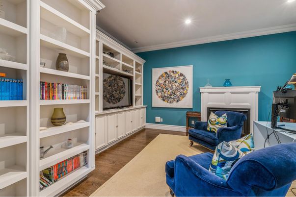 Fireplace, Interior, Recessed Lighting, Wood Texture Flooring