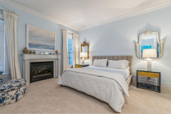 Bedroom, Fireplace, Interior