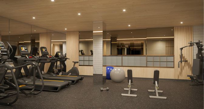 Fitness Equipment, Gym, Interior, Recessed Lighting