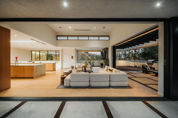 Interior, Living room, Recessed Lighting, Wood Texture Flooring