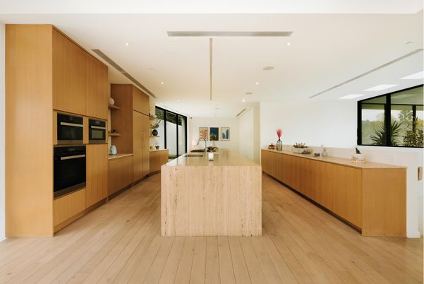 Interior, Kitchen, Recessed Lighting, Wood Texture Flooring