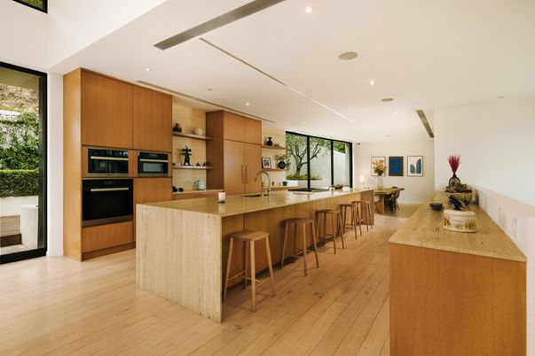 Interior, Kitchen, Recessed Lighting, Wood Texture Flooring