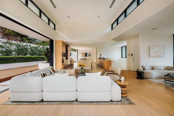 Interior, Living room, Recessed Lighting, Wood Texture Flooring