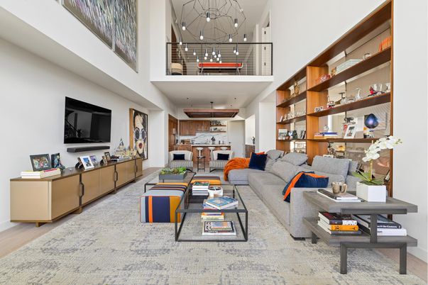 Interior, Kitchen, Living room, Pendant Lights, Wood Texture Flooring