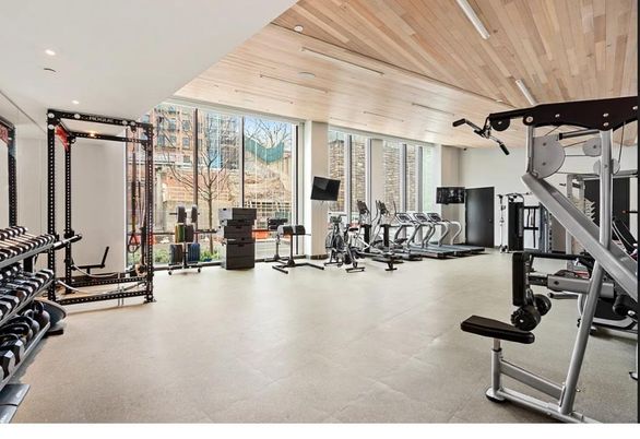 Fitness Equipment, Gym, Interior, Recessed Lighting, Wooden Ceilings