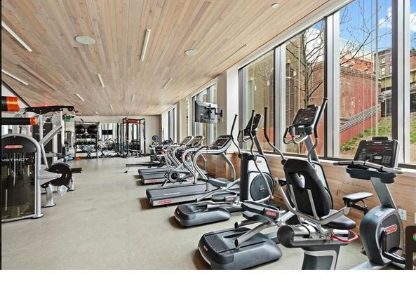 Fitness Equipment, Gym, Interior, Recessed Lighting, Wooden Ceilings